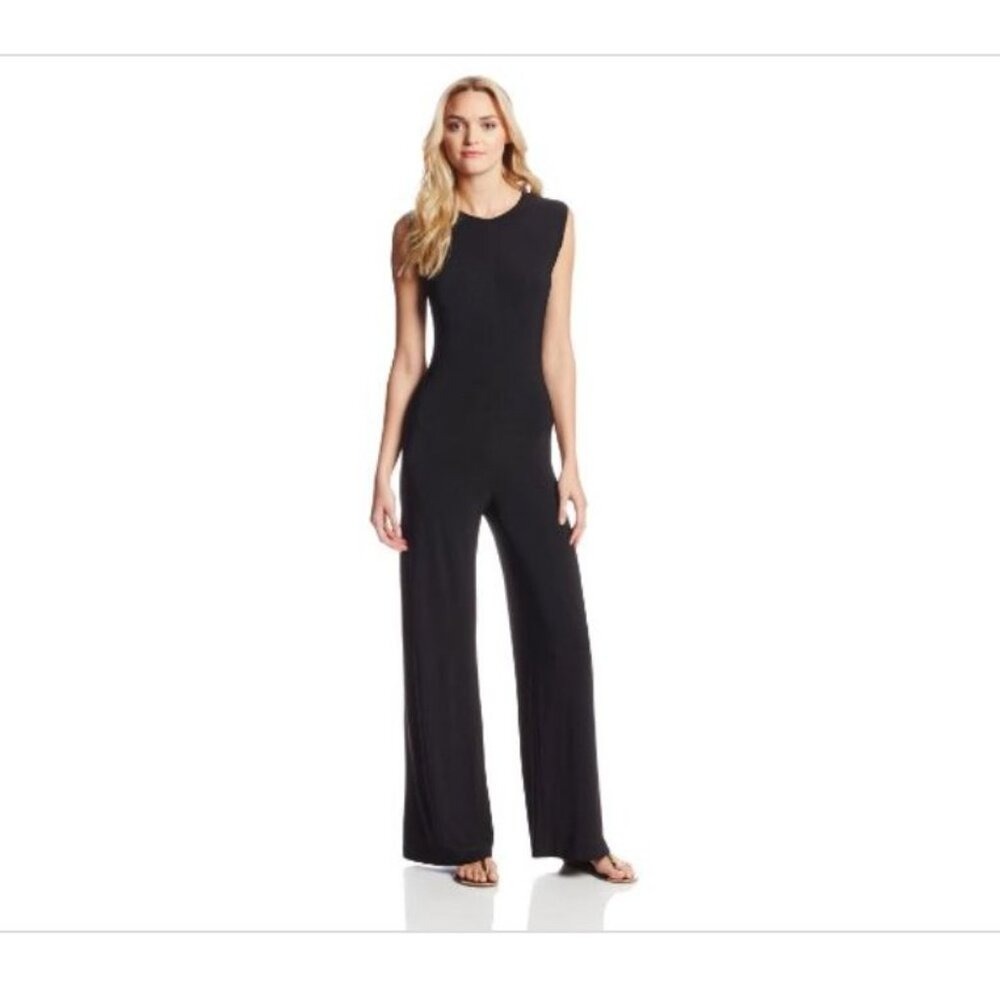 Norma Kamali Lifestyle Sleeveless Jumpsuit Womens XS Black Stretchy